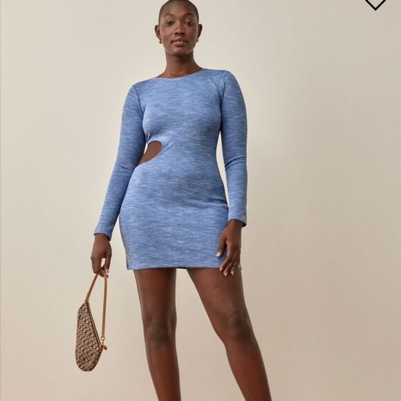 Reformation - Tracey Knit Dress Small Blue - Picture 7 of 8